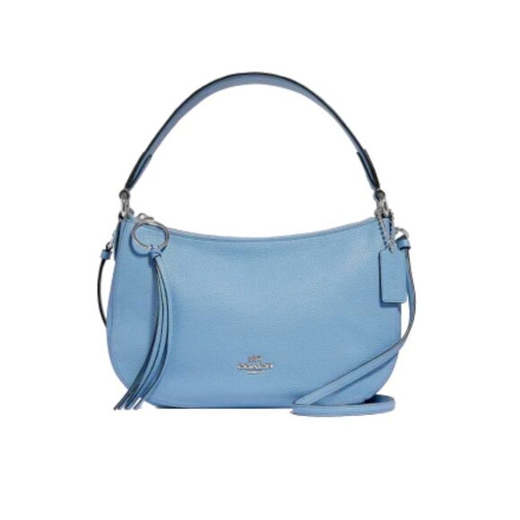 Coach | Sutton Pebbled Blue Leather Handbag Crossbody Shoulder Bag - Picture 1 of 11